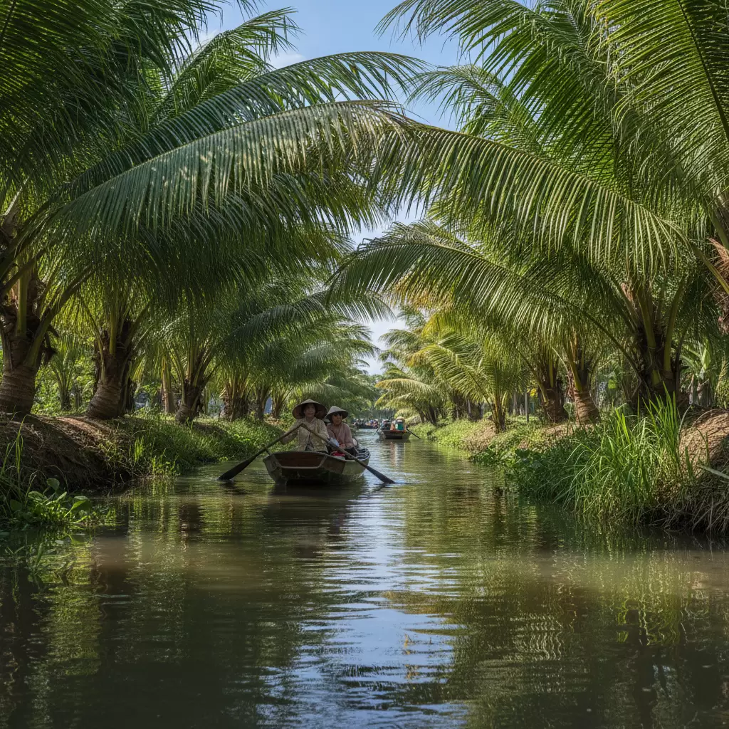 gemini_image_1767077121-1 Trải nghiệm chèo xuồng ba lá len lỏi qua rạch dừa nước tại Cồn Thới Sơn