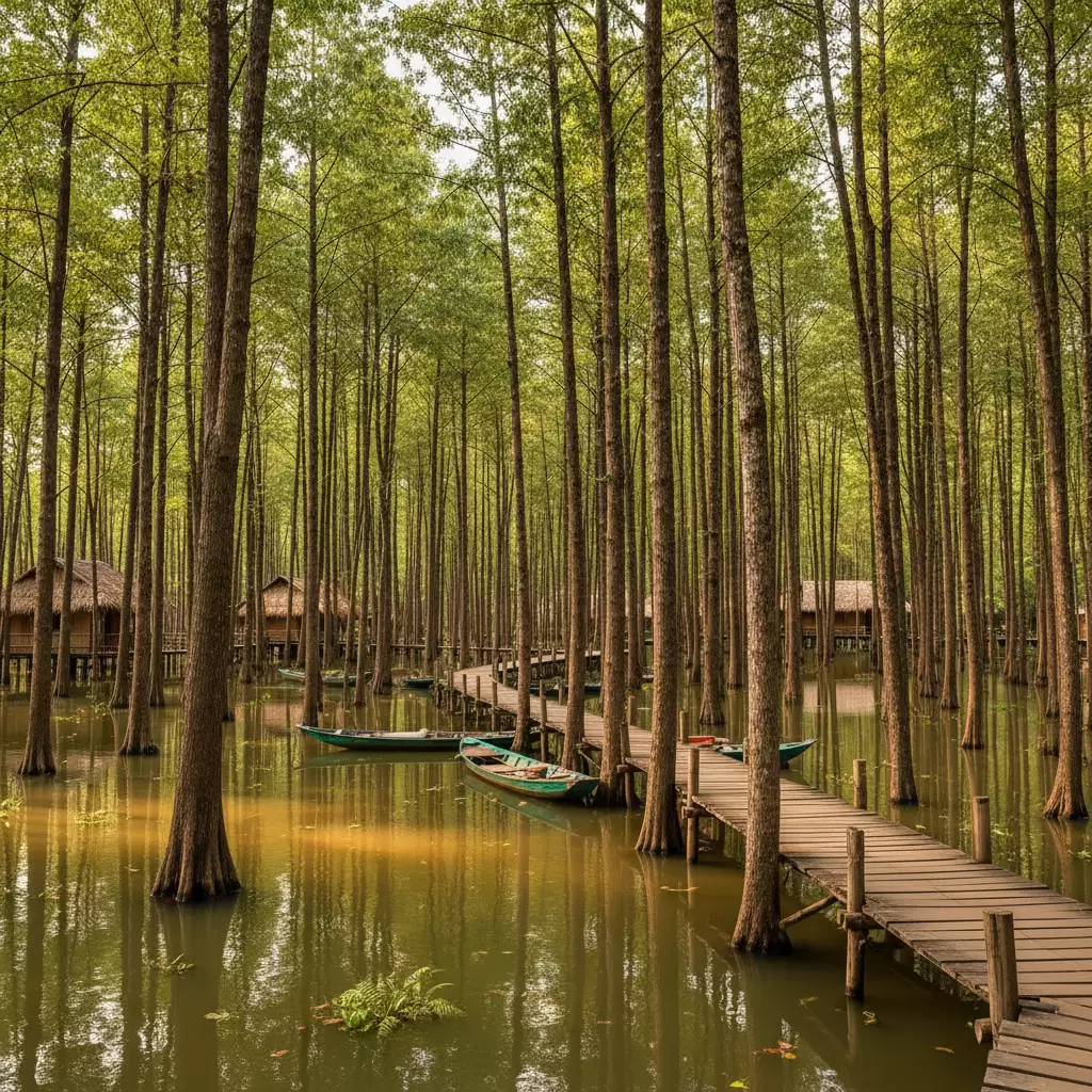 Vẻ đẹp nguyên sơ của Rừng tràm Làng Nổi Tân Lập Long An