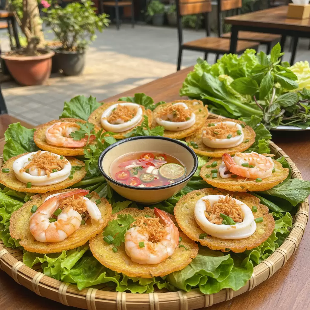 gemini_image_1767080203-2 Bánh khọt là món ăn đặc trưng không thể bỏ qua khi đến Long Hải thường được thưởng thức cùng rau sống